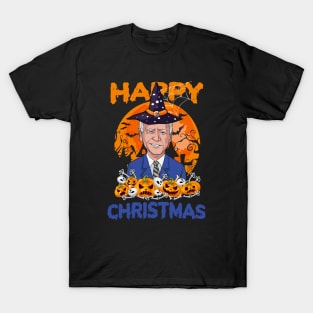 Funny Joe Biden Halloween Happy Christmas Witch Hat Anti Biden T-Shirt